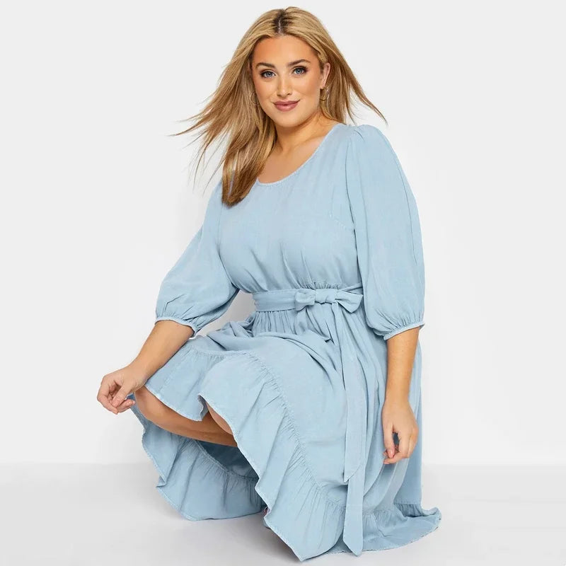 Robe bleue ciel grande taille