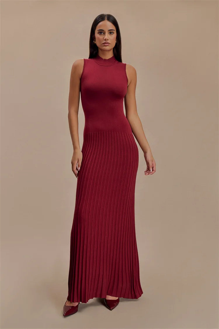 Robe longue sans manche bordeaux