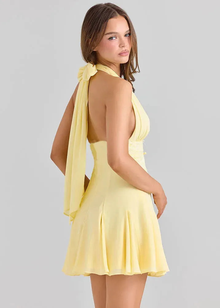 Robe courte jaune