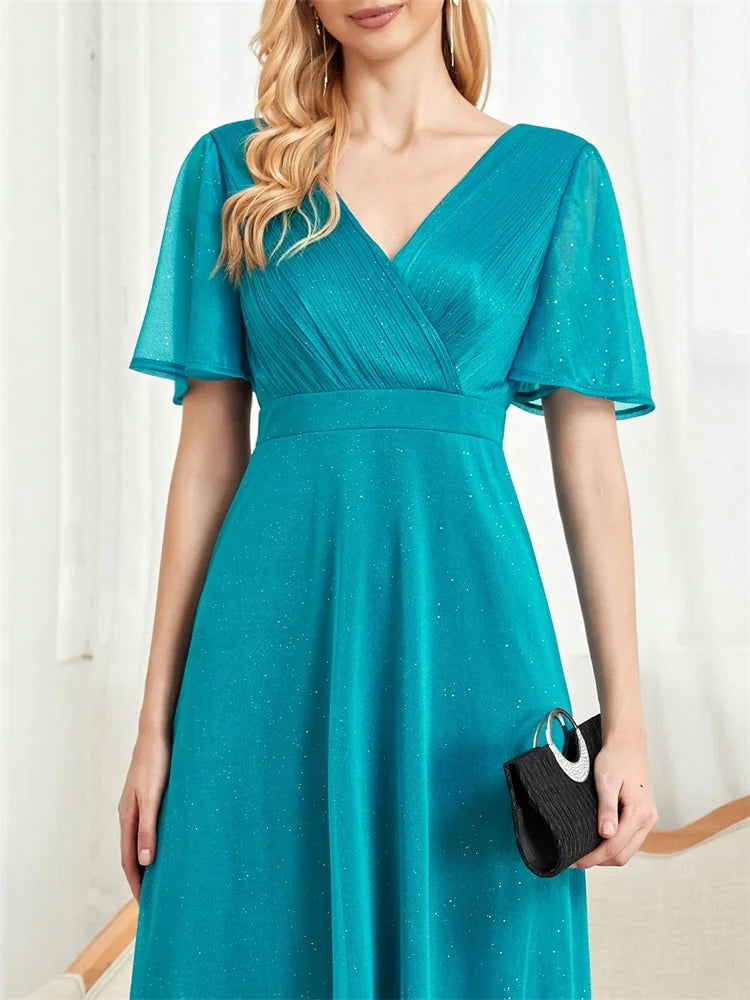 Robe cérémonie bleu cyan