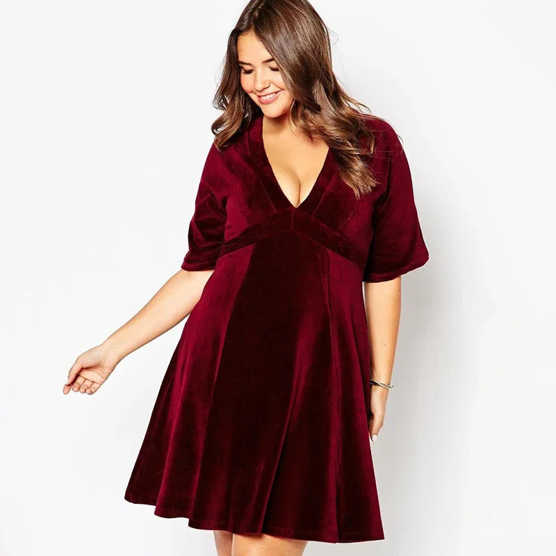 Robe velours rouge grande taille