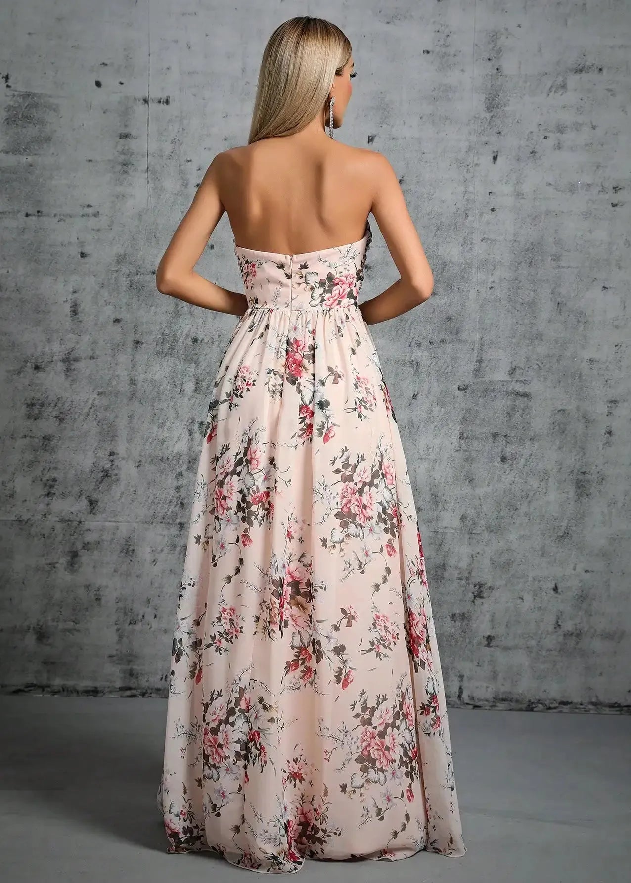 Robe bustier fleurie longue