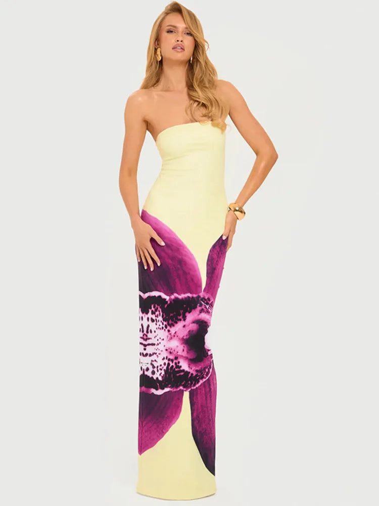 Robe tube orchidée