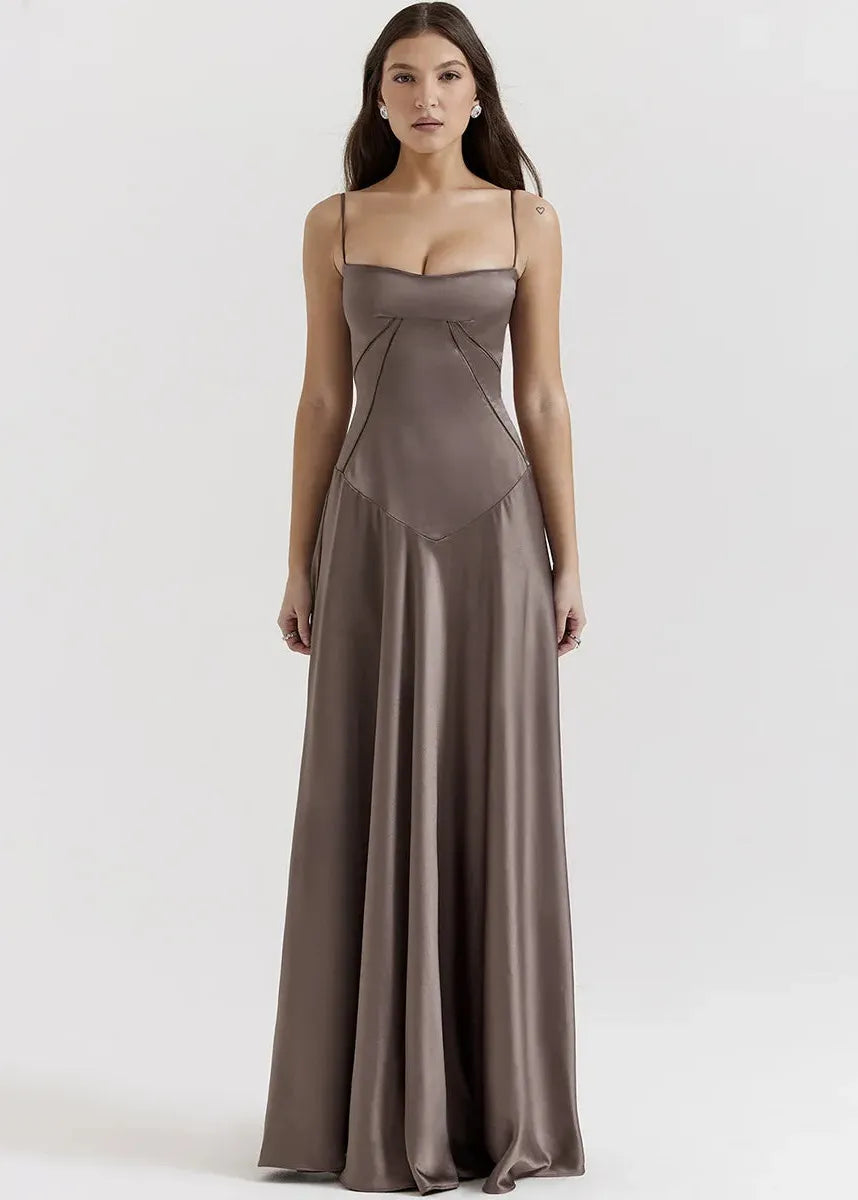 Robe longue taupe