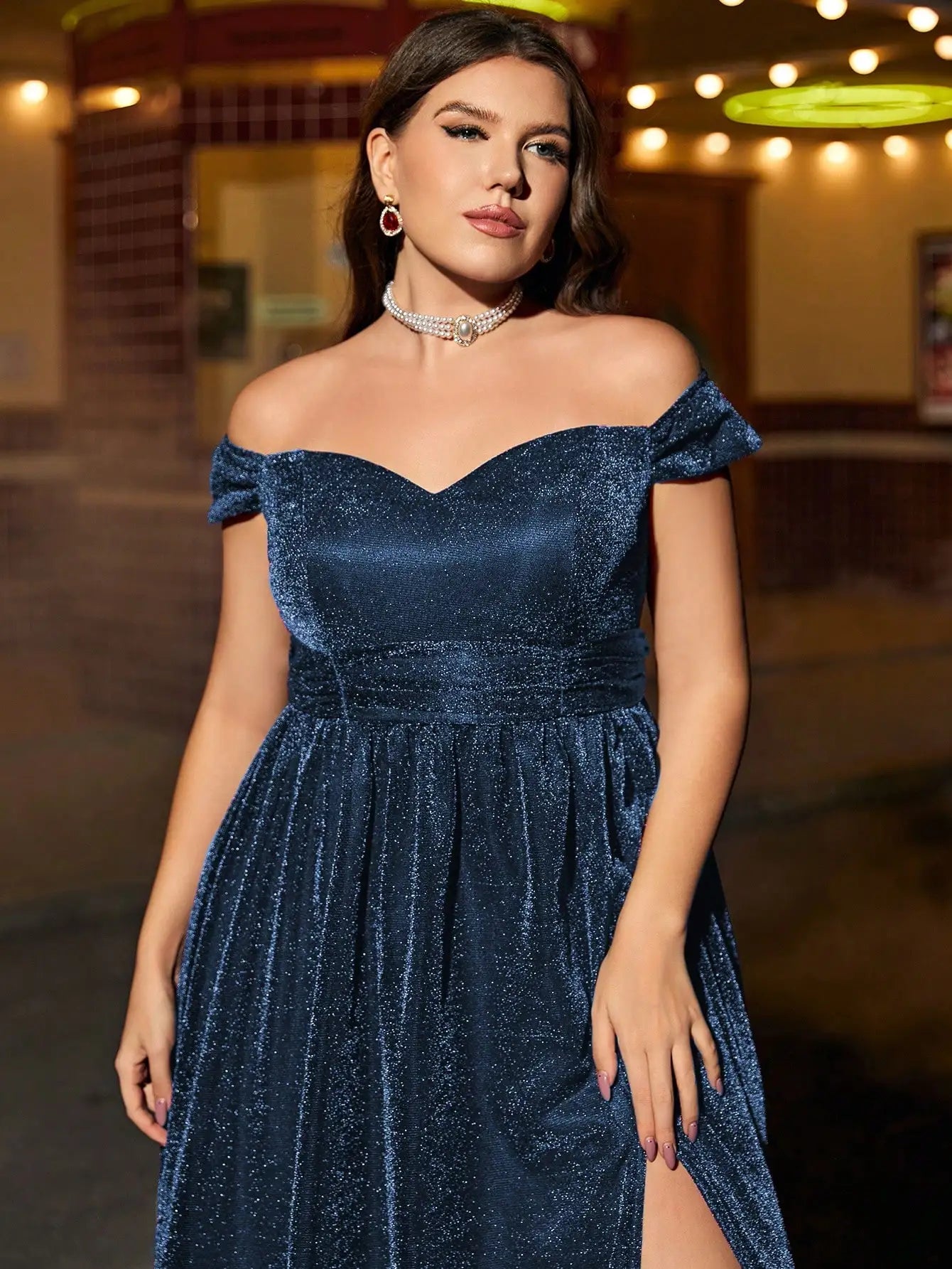 Robe de bal grande taille brillante