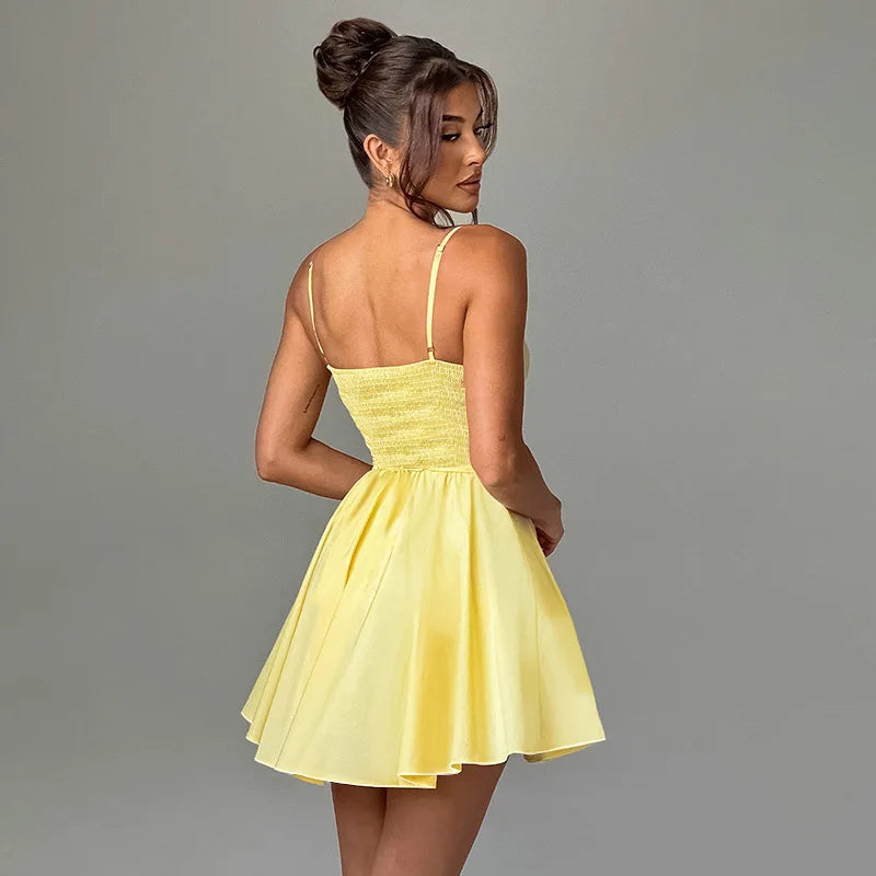 Robe corset jaune