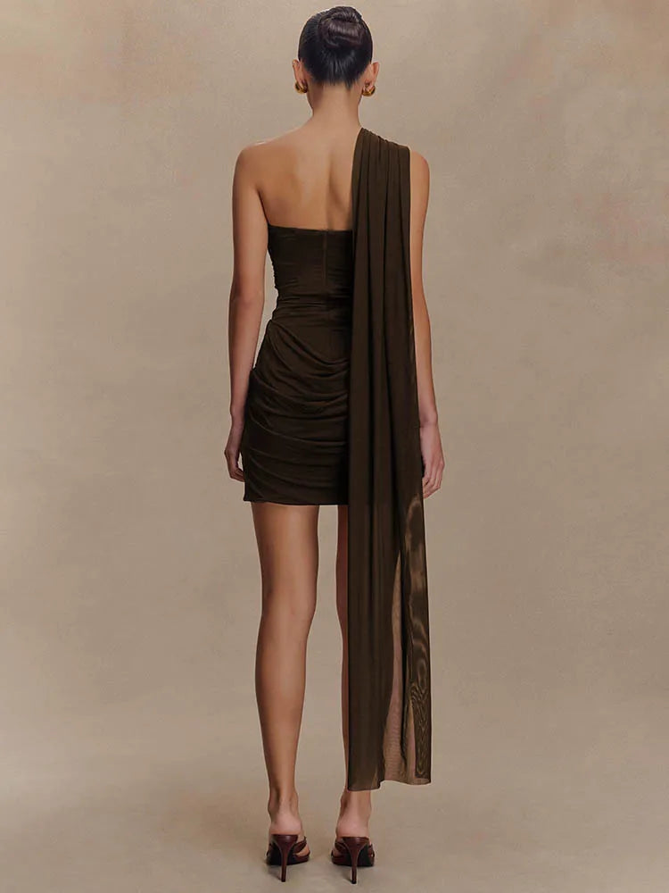 Robe courte marron chocolat