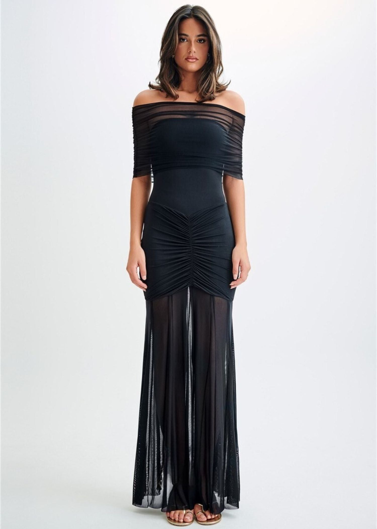 Robe de soirée col bardot