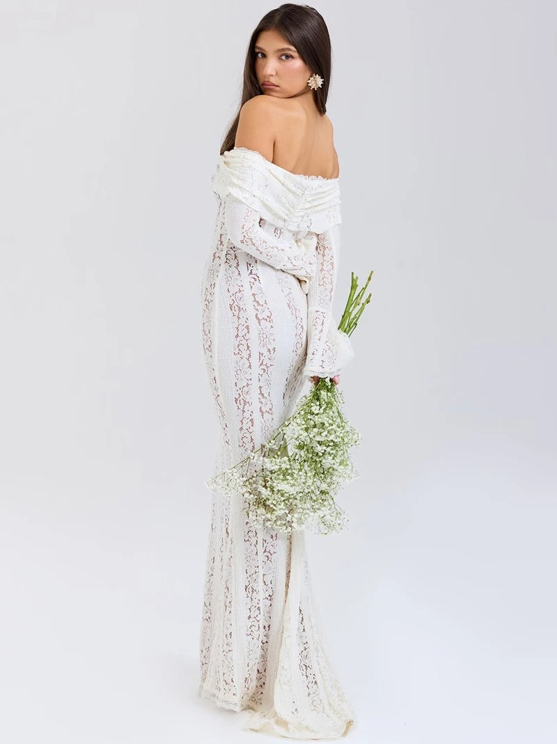 Robe blanche longue dentelle