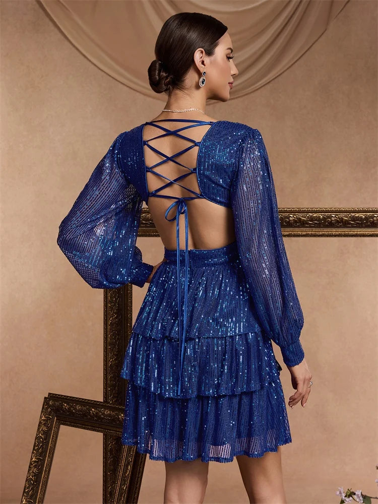 Robe de soirée sequin bleu