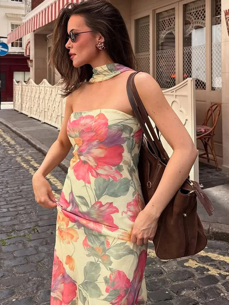 Robe bustier longue fleurie