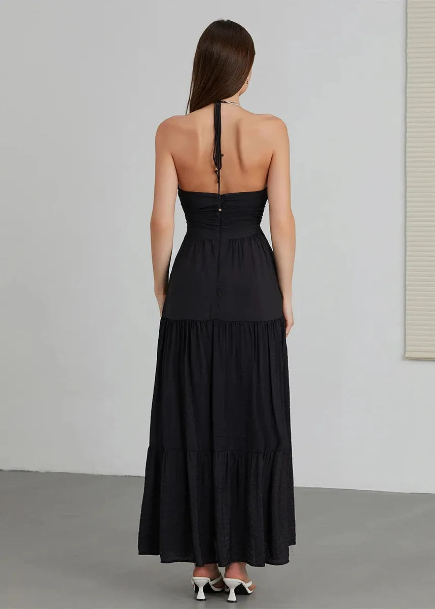 robe longue noire fluide