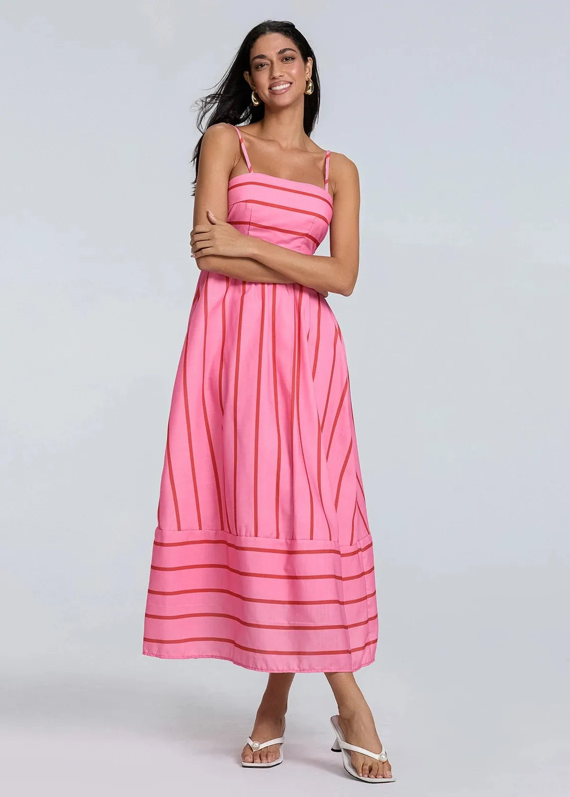 Robe rayée rose