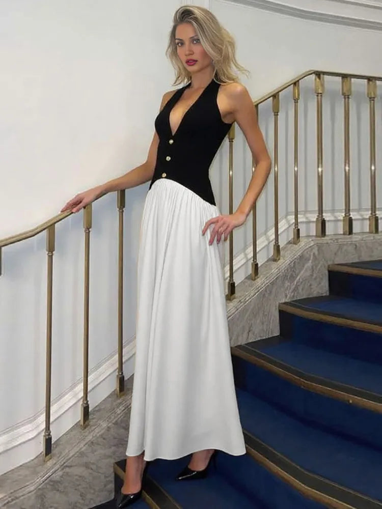 Robe habillée noire et blanche