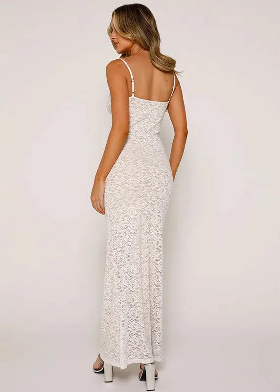 Robe en dentelle blanche longue