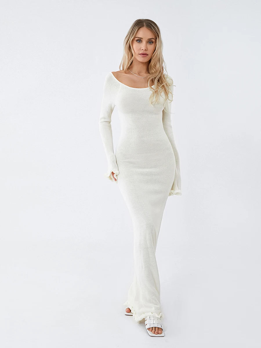 Robe longue maille blanche