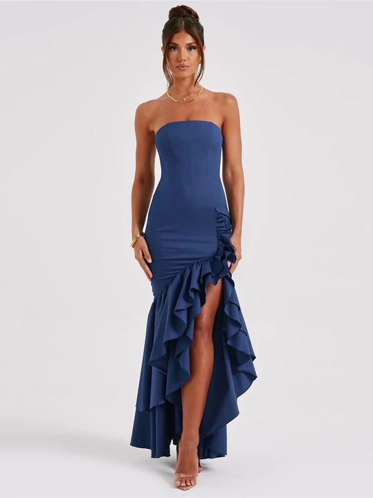 Robe a volant bustier