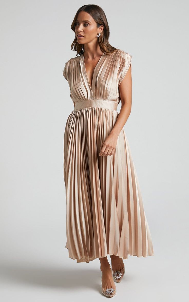 Robe demoiselles d'honneur plissé champagne
