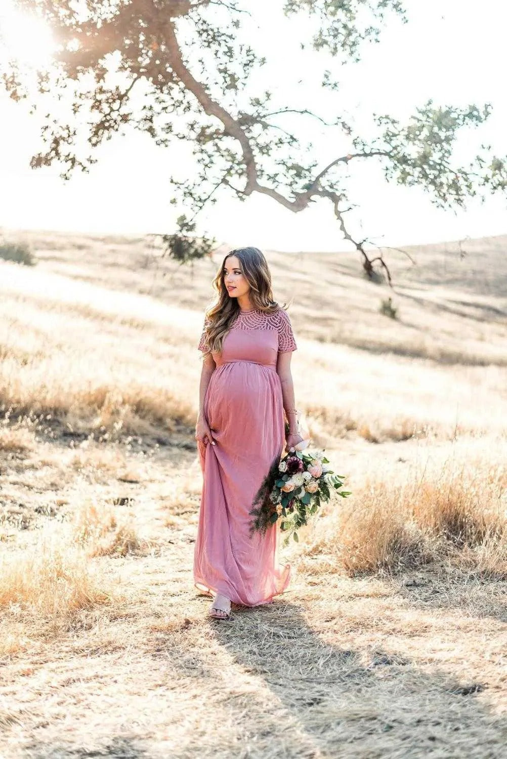 Robe femme enceinte rose poudré