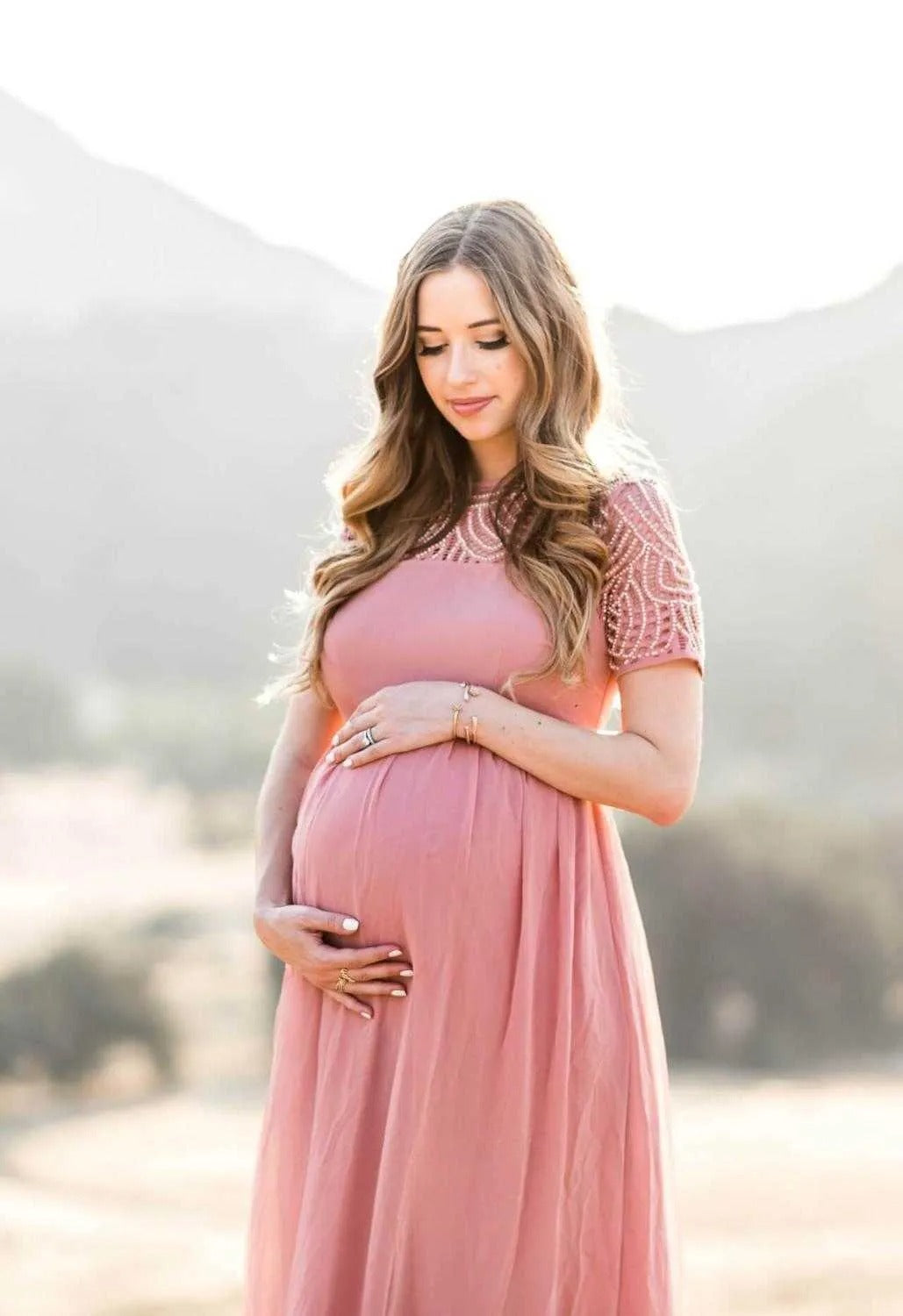 Robe femme enceinte rose poudré