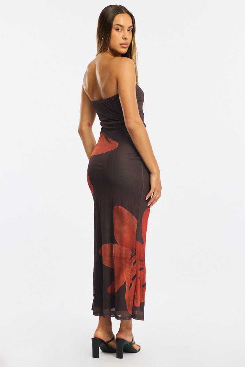Robe tube fleurs oranges