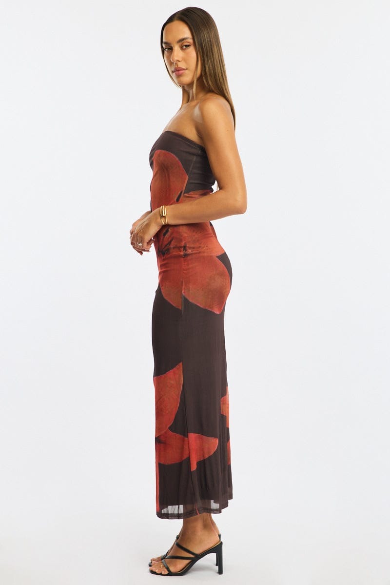 Robe tube fleurs oranges
